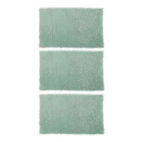 3 Tapetes De Banheiro Microfibra Bolinha 58X38Cm Verde-Água