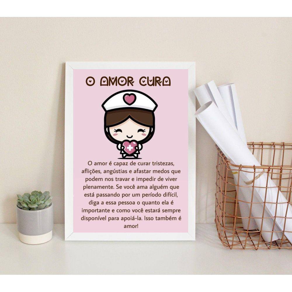 Quadro Decorativo Reflexão O Amor Cura 24X18Cm - Com Vidro