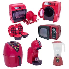 Brinquedo Chefe Cozinha Air Fryer Fogão Roupa Louça 15Pç
