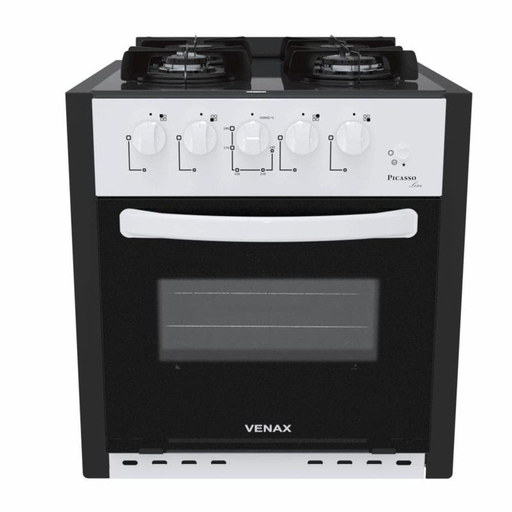 Fogao de Embutir 4 Bocas Venax Picasso Line Branco Gas Glp