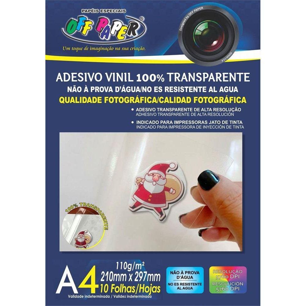 Vinil Adesivo Transparente | A4 | 10 Folhas | Jato de Tinta