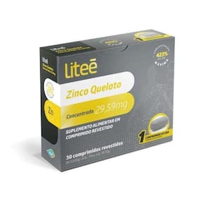 Zinco Quelato Concentrado 29,59Mg Litee Com 30 Comprimidos