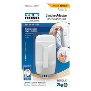 Gancho Adesivo Plástico Topázio Branco G Tekbond