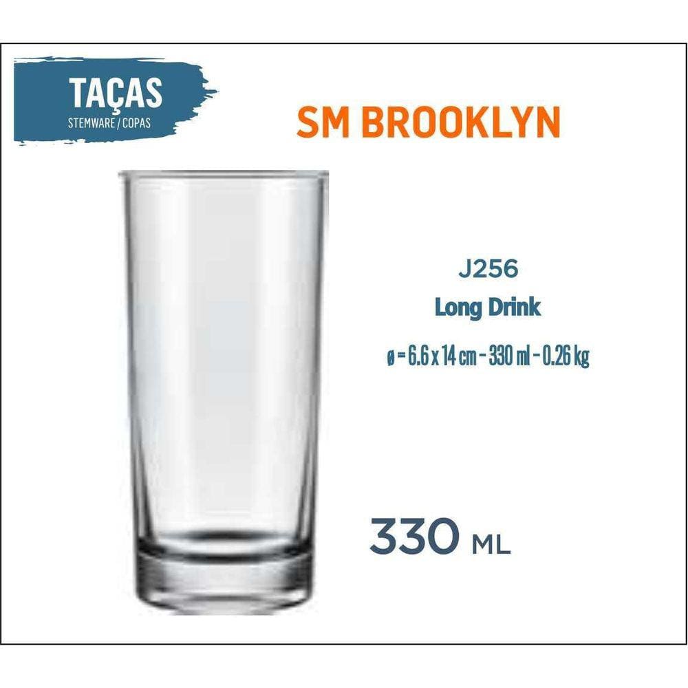 12 Copos Brooklyn 330Ml Cerveja Refrigerante Suco Batida
