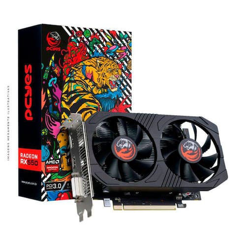 Placa De Vídeo PCYES AMD RADEON RX 550, 4GB GDDR5, 128 BITS, DUAL FAN - PJRX5504GGR5DF