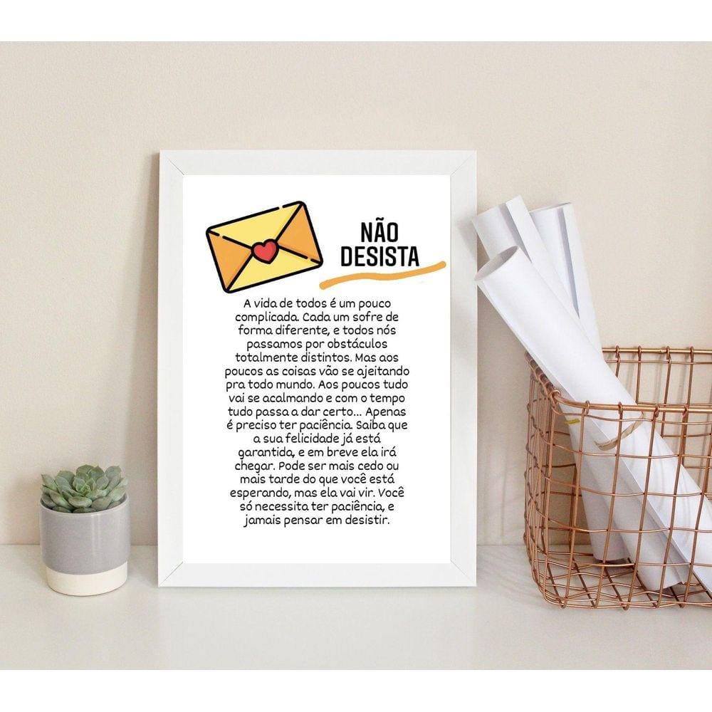 Quadro Decorativo Não Desista- Reflexão 45X34Cm - Com Vidro