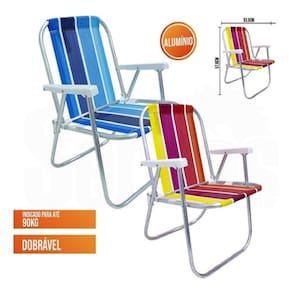 Cadeira Praia Varanda Alta Aluminio 2Un Cad0047 Botafogo Kit