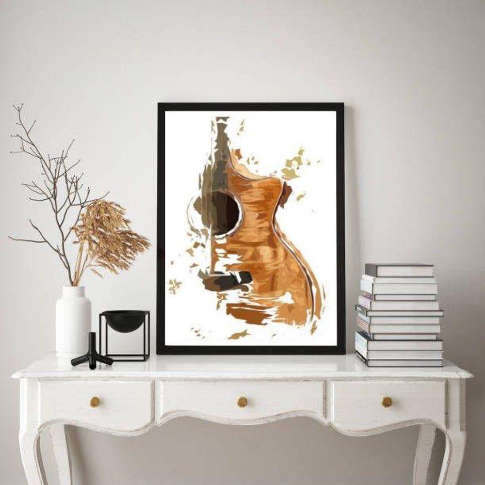 Quadro Decorativo Violão- Aquarela 33X24Cm