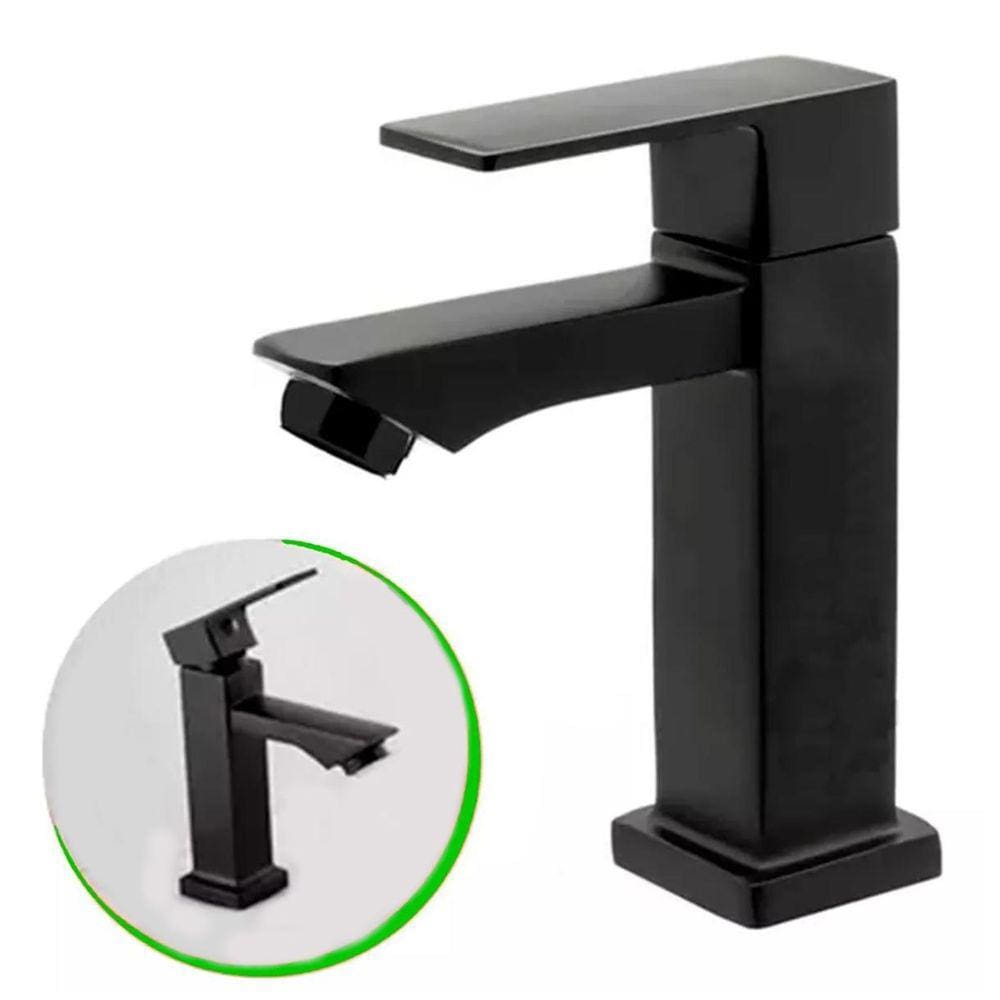 Torneira Para Banheiro Lavabo Ou Pia Preto Luxo 1/4 De Volta