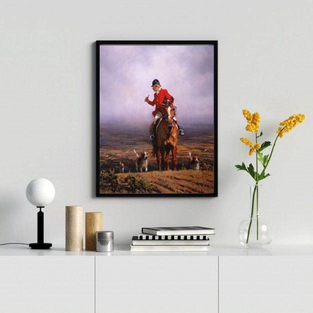 Quadro Decorativo Vintage Caçada Inglesa 24X18Cm - Com Vidro