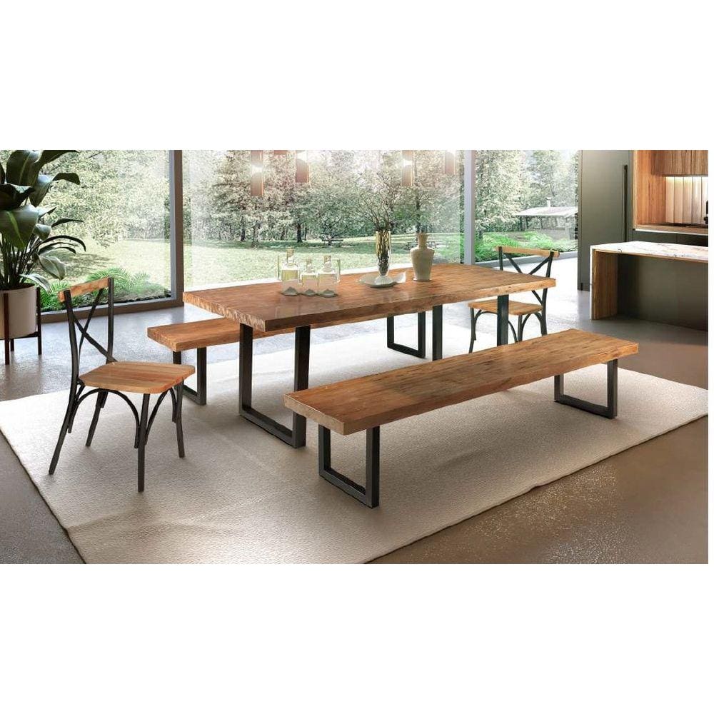 Conjunto de Mesa com 2 Bancos e 2 Cadeiras para Área Externa 2,0x0,90m - Rafaele - Metal Art
