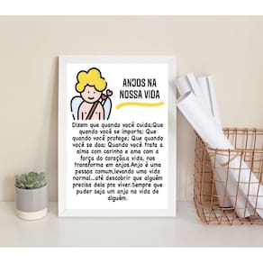 Quadro Decorativo Anjos Na Nossa Vida 45X34Cm