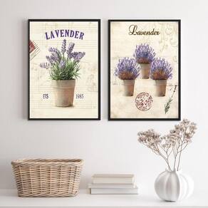 Kit 2 Quadros Decorativos Vasinhos Lavanda 45X34Cm - Vidro