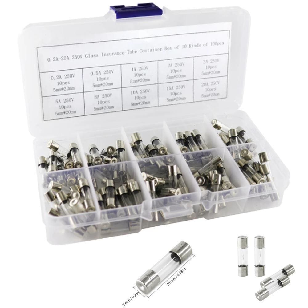Fusível Fusíveis De Vidro 5X20 250V Kit Com 100 Pçs Variados