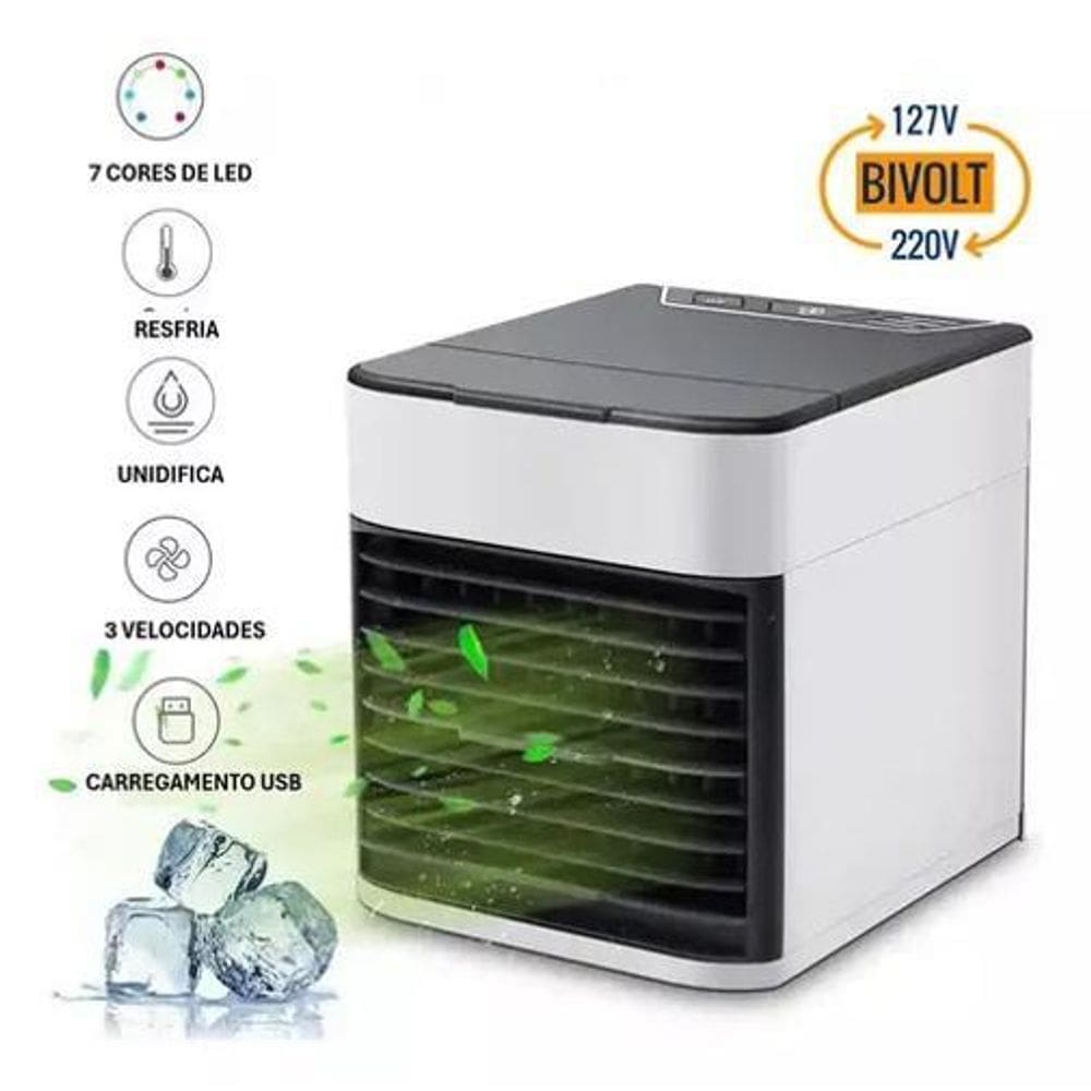 Mini Ar Condicionado e Umidificador 3 Velocidades 500ml