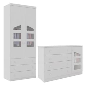 Jogo de Quarto Infantil Eloisa com Guarda Roupa 2 Portas e Cômoda - Phoenix Baby