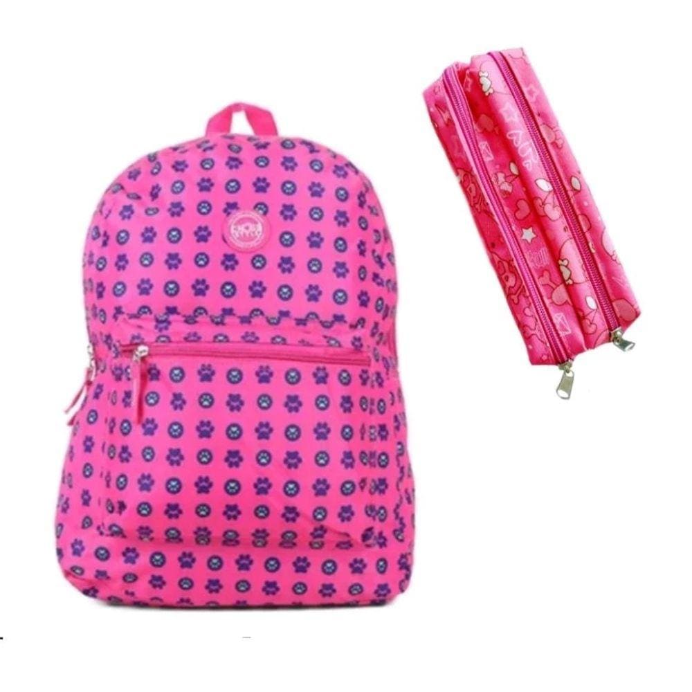 Mochila juvenil patinhas+ estojo duplo