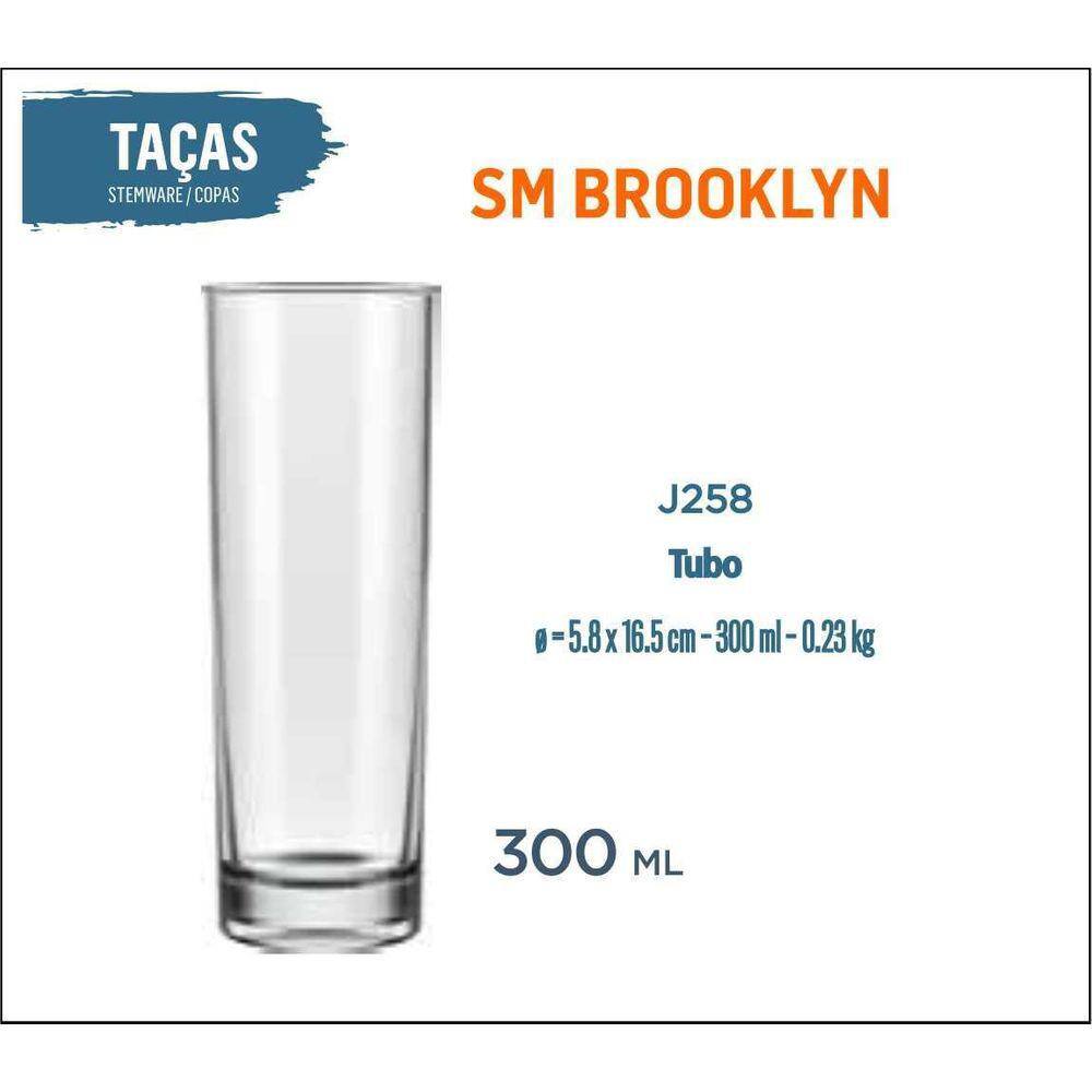 12 Copos Brooklyn 300Ml Cerveja Refrigerante Suco Batida
