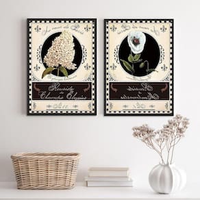 Kit 2 Quadros Decorativos Vintage Flores Paris 24X18Cm Vidro