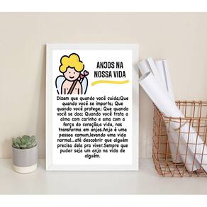 Quadro Decorativo Anjos Na Nossa Vida 24X18Cm - Com Vidro