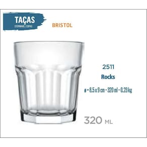 06 Copos Bristol 320Ml - Whisky Vodka Cachaça