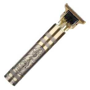 Máq. Cortar Cabelo Dragão Dourado Aparador Barba 4 Pentes