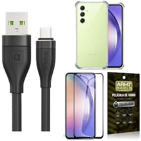 Capinha Samsung A54 + Kit Cabo Tipo C 2 Metros + Película 3D