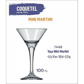 06 Taças Mini Martini 100Ml - Coquetel - Batida