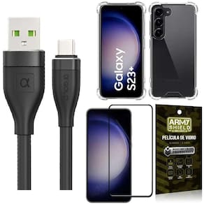 Capa Samsung S23 Plus + Cabo Tipo C 2 Metros + Película 3D