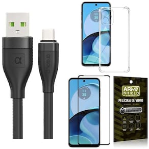 Capinha Moto G14 + Kit Cabo Tipo C 2 Metros + Película 3D