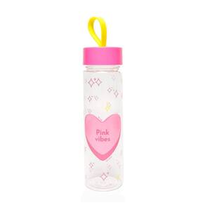 Garrafa Plástica Transparente - Leoarte - Pink Vibes 500Ml