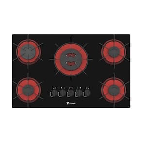 Cooktop 5 Bocas Venax Arena Preto/Vermelho Gas Glp