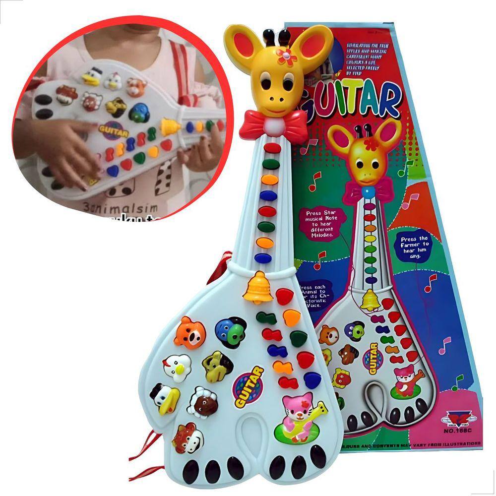 Brinquedo Guitarra Musical Girafa Teclado Infantil Som