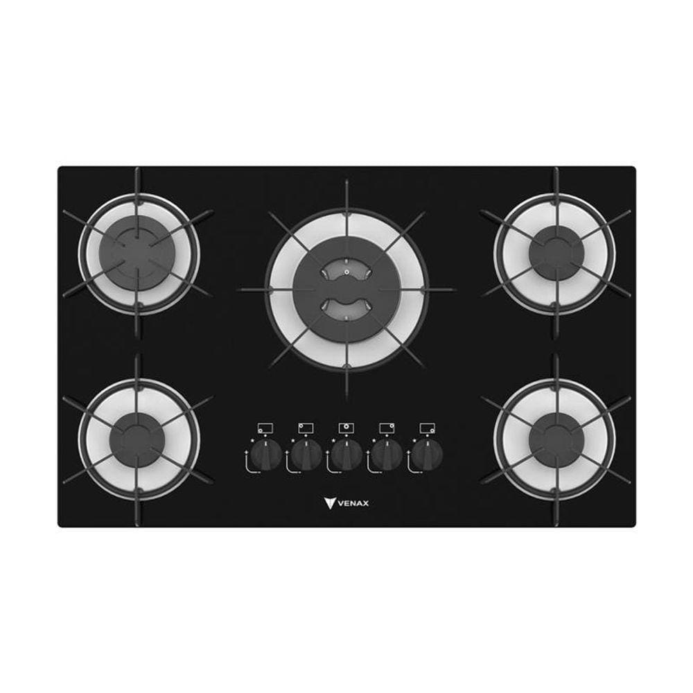 Cooktop 5 Bocas Venax Arena Preto/Branco Gas Glp