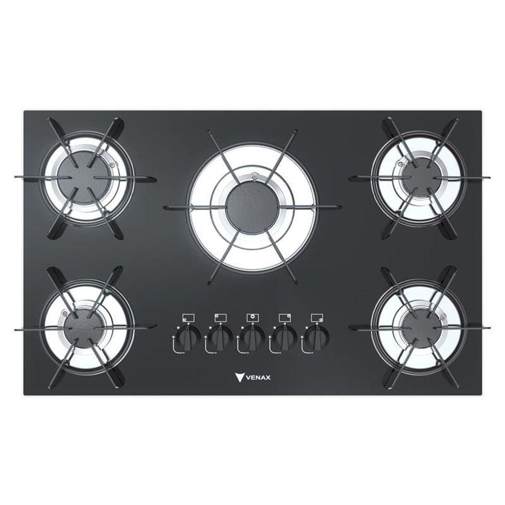 Cooktop 5 Bocas Venax Sognare Preto Gas Glp