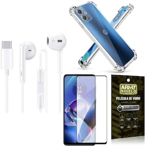 Capinha Moto G54 + Fone De Ouvido Tipo C + Película 3D