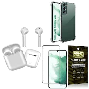 Capa Samsung S22 + Fone De Ouvido Bluetooth + Película 3D