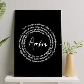 Quadro Oração Pai Nosso Espiral Preto E Branco 24X18Cm Vidro