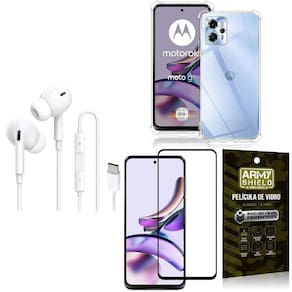 Capinha Moto G13 + Fone Tipo C Intra Auricular + Película 3D