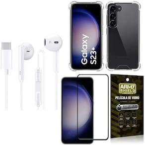Capinha Samsung S23 Plus + Fone De Ouvido Tipo C + Película