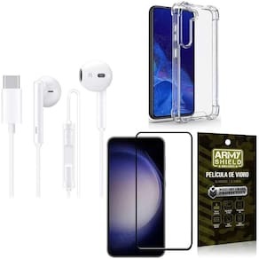 Capinha Samsung S23 Fe + Fone De Ouvido Tipo C + Película 3D