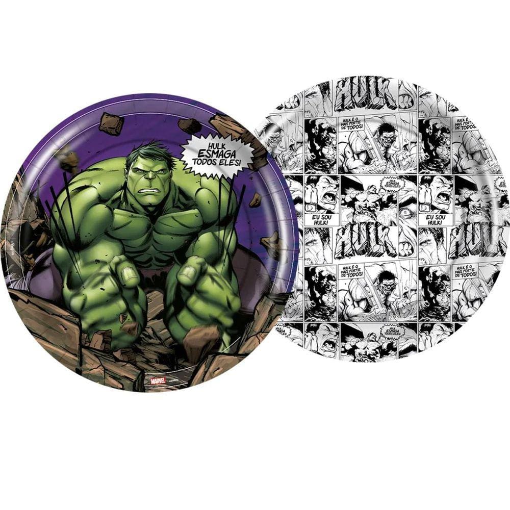 Kit Pratos Hulk Aniversário 12 Unidades 18cm