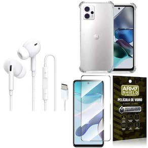 Capinha Moto G23 + Fone Tipo C Intra Auricular + Película 3D