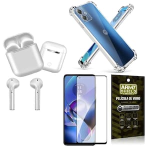Capinha Moto G54 + Fone De Ouvido Bluetooth + Película 3D