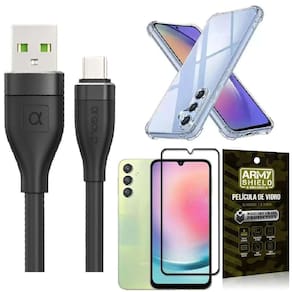 Capinha Samsung A24 + Kit Cabo Tipo C 2 Metros + Película 3D
