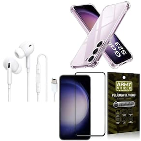 Capinha Samsung S23 + Fone Tipo C Intra + Película 3D