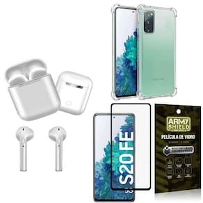 Capa Samsung S20 Fe + Fone De Ouvido Bluetooth + Película 3D
