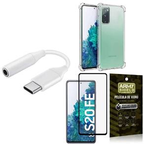 Capinha Samsung S20 Fe + Adapt Tipo C Para P2 + Película 3D