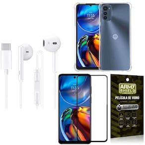 Capinha Moto E32 + Fone De Ouvido Tipo C + Película 3D