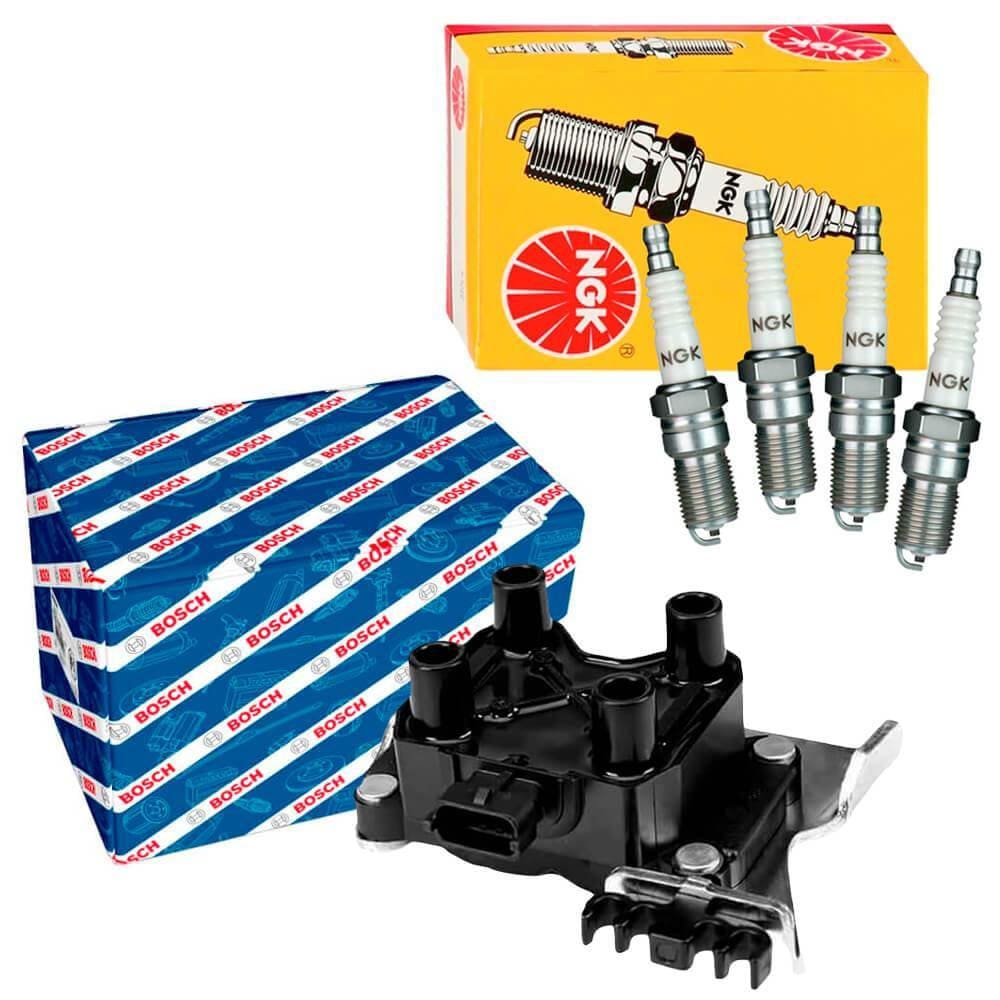 Kit Bobina Bosch e Vela NGK Palio Fire 1.3 16V 2000 a 2003
